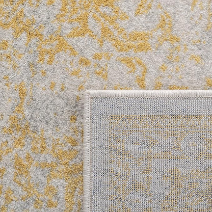 SAFAVIEH Evoke Collection Area Rug - 3' Round, Ivory & Gold, Distressed Design, Non-Shedding & Easy to Clean, Ideal for Foyer, Bedroom, Accent Space (EVK256B)