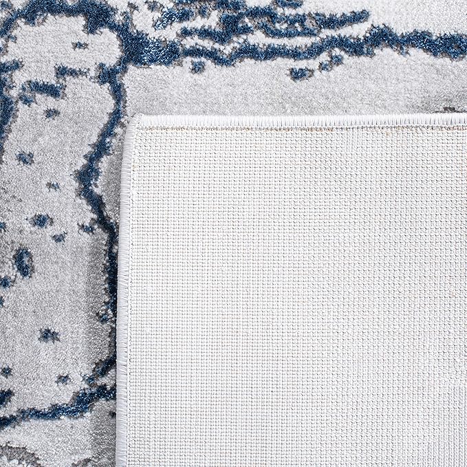 SAFAVIEH Craft Collection Accent Rug - 2'7" x 5', Ivory Grey & Blue, Modern Abstract Design, Non-Shedding & Easy Care, Ideal for High Traffic Areas in Entryway, Living Room, Bedroom (CFT877M)