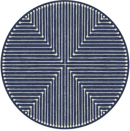 RUGGABLE x Jonathan Adler Machine Washable Area Rug – Inkdrop Lapis Blue 6 ft Round, Stain-Resistant, Non-Slip – Medium Rugs for Living Room, Bedroom, Hallway, Entryway & Office–with Cushioned Pad