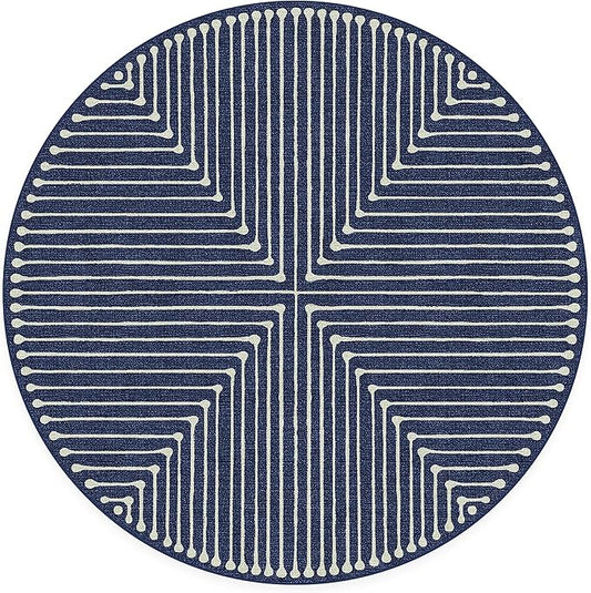 RUGGABLE x Jonathan Adler Machine Washable Area Rug – Inkdrop Lapis Blue 6 ft Round, Stain-Resistant, Non-Slip – Medium Rugs for Living Room, Bedroom, Hallway, Entryway & Office–with Cushioned Pad