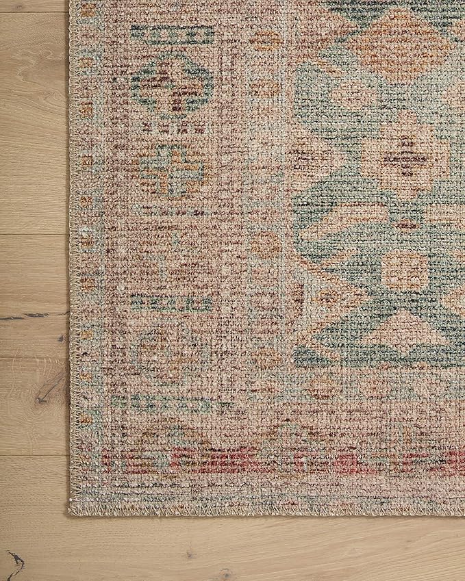 Loloi Angela Rose Aubrey Collection AUB-02 Aqua/Sand 5'-0" x 5'-0", .19" Pile Height, Round Area Rug