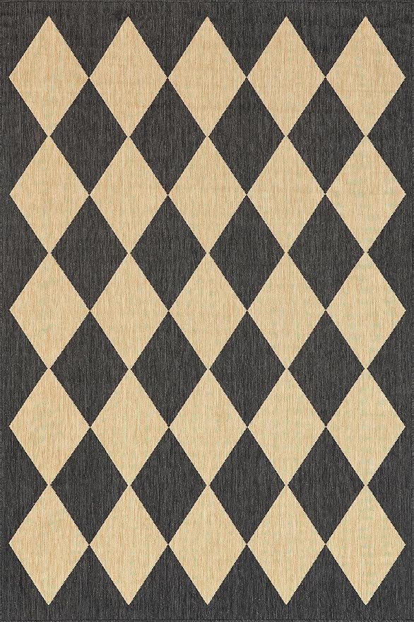 nuLOOM 8' Square Outdoor Performance Area Rug, Stain Resistant, Weather Resistant, High Traffic, Patio, Balcony, Outside, Sabina Dark Grey