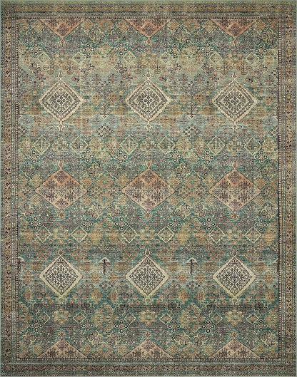 Loloi Magnolia Home by Joanna Gaines Sinclair Collection SIN-03 Turquoise/Multi 2'-3" x 3'-9", .25" Pile Height, Machine Washable, Accent Rug