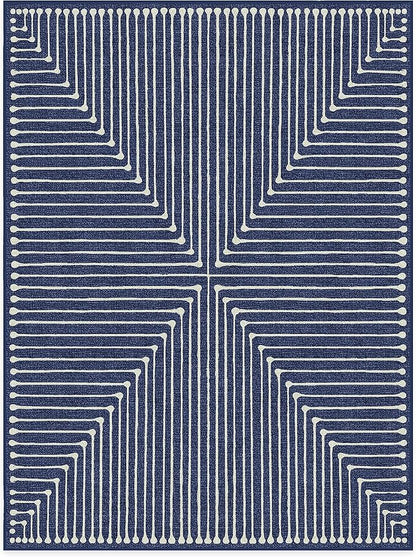 RUGGABLE x Jonathan Adler Machine Washable Modern Area Rug – Inkdrop Lapis Blue 9x12, Stain-Resistant, Non-Slip – Large Rugs for Living Room, Bedroom, Hallway, Entryway & Office–with Standard Pad