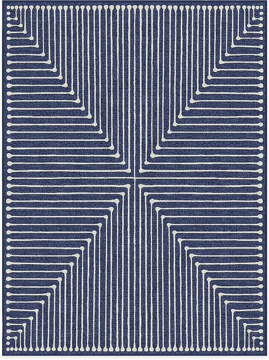 RUGGABLE x Jonathan Adler Machine Washable Modern Area Rug – Inkdrop Lapis Blue 9x12, Stain-Resistant, Non-Slip – Large Rugs for Living Room, Bedroom, Hallway, Entryway & Office–with Standard Pad
