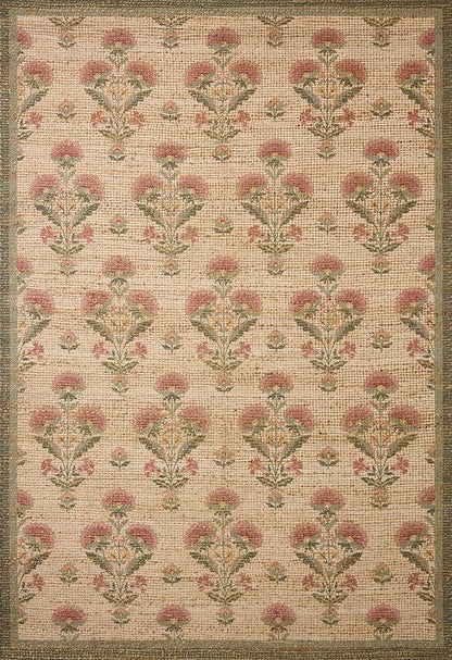 Loloi Chris Loves Julia Rue Collection RUE-01 Sage/Blush 5'-0" x 7'-6" Area Rug Jute Neutral Floral Living Room Bedroom Rug