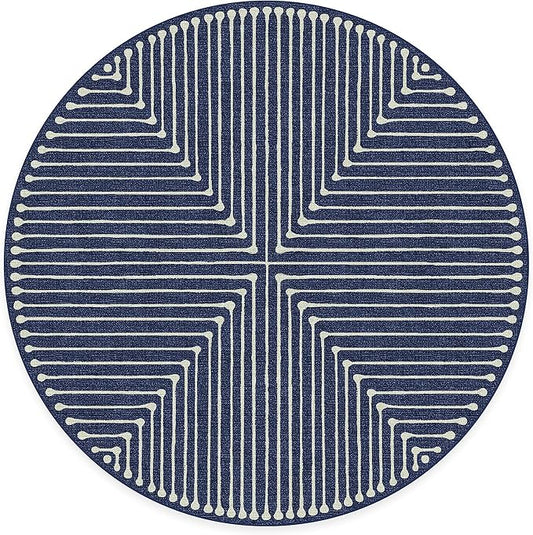 RUGGABLE x Jonathan Adler Machine Washable Modern Area Rug– Inkdrop Lapis Blue 8 ft Round, Stain-Resistant, Non-Slip–Large Rugs for Living Room, Bedroom, Hallway, Entryway & Office–with Cushioned Pad