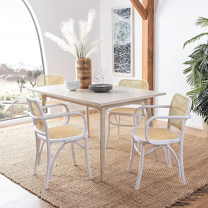 Safavieh Home Keiko White and Natural Cane Dining Chair