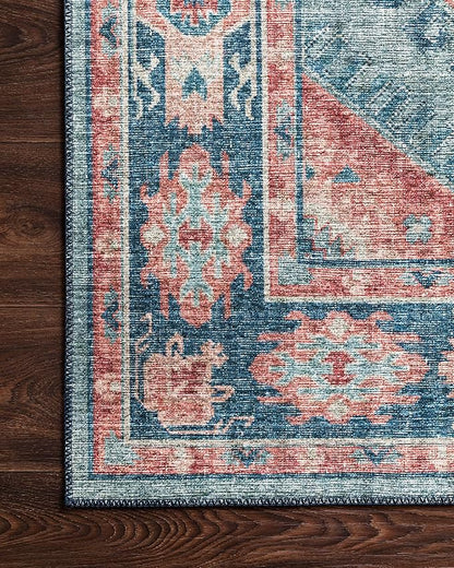 Loloi II Skye Collection SKY-03 Turquoise/Terracotta 6'-0" x 6'-0" Round Area Rug