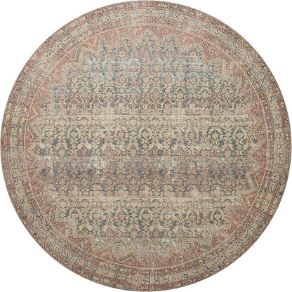 Loloi Angela Rose Aubrey Collection AUB-03 Ocean/Spice 5'-0" x 5'-0", .19" Pile Height, Round Area Rug