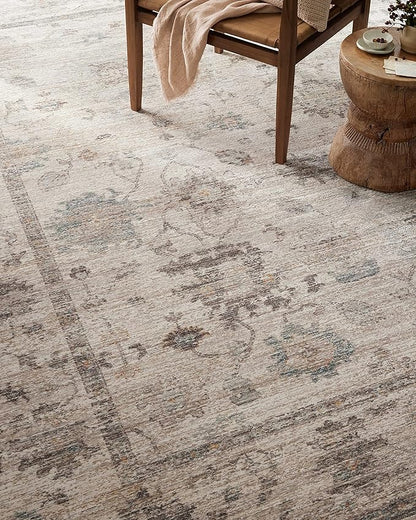 Loloi Magnolia Home by Joanna Gaines Millie Collection MIE-01 Silver/Dove 7'-10" x 10', .25" Pile Height, Area Rug