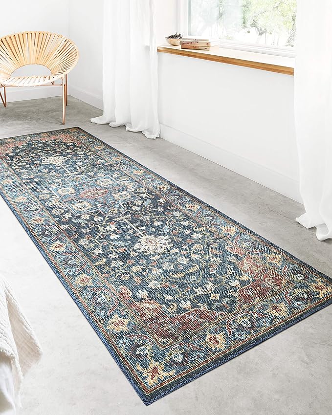 Loloi II Skye Collection SKY-08 Denim/Brick 2'-6" x 7'-6" Runner Rug