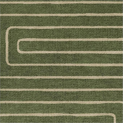 RUGGABLE x Jonathan Adler Machine Washable Modern Area Rug – Labyrinth Fern Green 3x5, Stain-Resistant, Non-Slip – Small Rugs for Living Room, Bedroom, Hallway, Entryway & Office–with Standard Pad