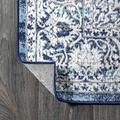 JONATHAN Y Modern Vintage Medallion Navy/Light Gray Indoor Area Rug, 12x18, Country, Floral, Easy-Cleaning for Living Room, Bedroom, Kitchen, Pet Friendly, Non-Shedding (MDP100B-18)