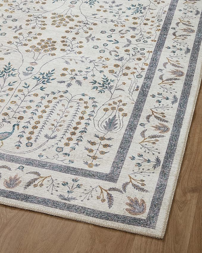 Loloi Rifle Paper Co. Maison Collection MAO-05 Wisteria Cream 3'-0" x 3'-0" Round, .19" Pile Height, Accent Rug
