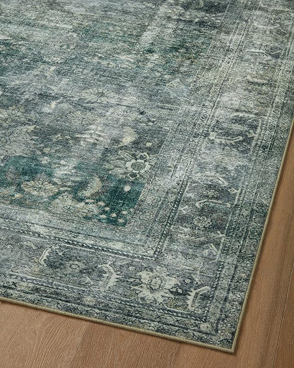 Loloi Magnolia Home by Joanna Gaines Banks Collection BAN-03 Blue/Lagoon 2'-6" x 12'-0", .13" Pile Height, Machine Washable, Runner Rug