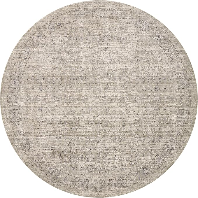 Loloi Amber Lewis Alie Collection ALE-03 Taupe/Dove 5'-3'' x 5'-3'', .13'' Pile Height, Round Area Rug