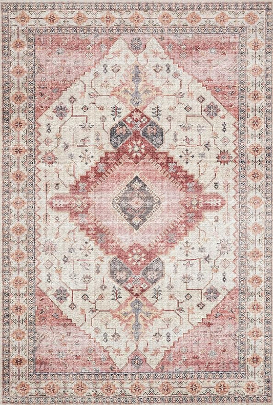 Loloi II Skye Collection SKY-02 Ivory/Berry 2'-3" x 3'-9" Accent Rug