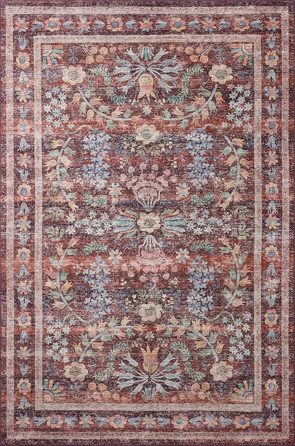 Loloi Rifle Paper Co. Maison Collection MAO-06 Red 3'-0" x 3'-0" Round, .19" Pile Height, Accent Rug