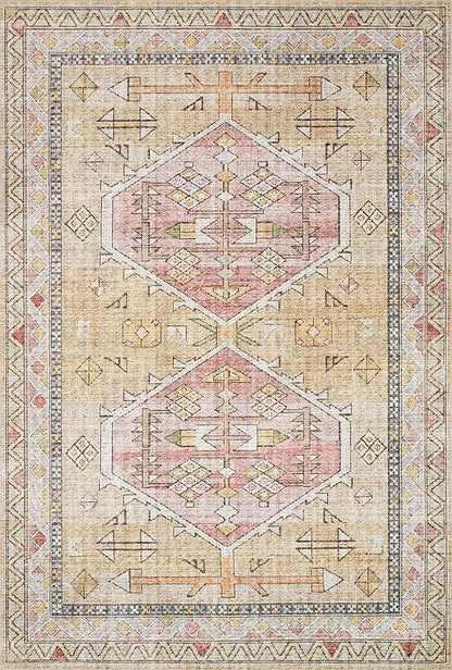 Loloi Skye Collection SKY-04 Gold/Blush 7' x 9' Oval Area Rug