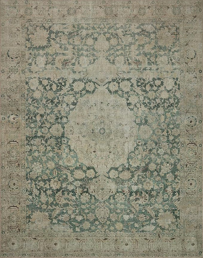 Loloi Magnolia Home by Joanna Gaines Sinclair Collection SIN-05 Jade/Sand 2'-0" x 5'-0", .25" Pile Height, Machine Washable, Accent Rug