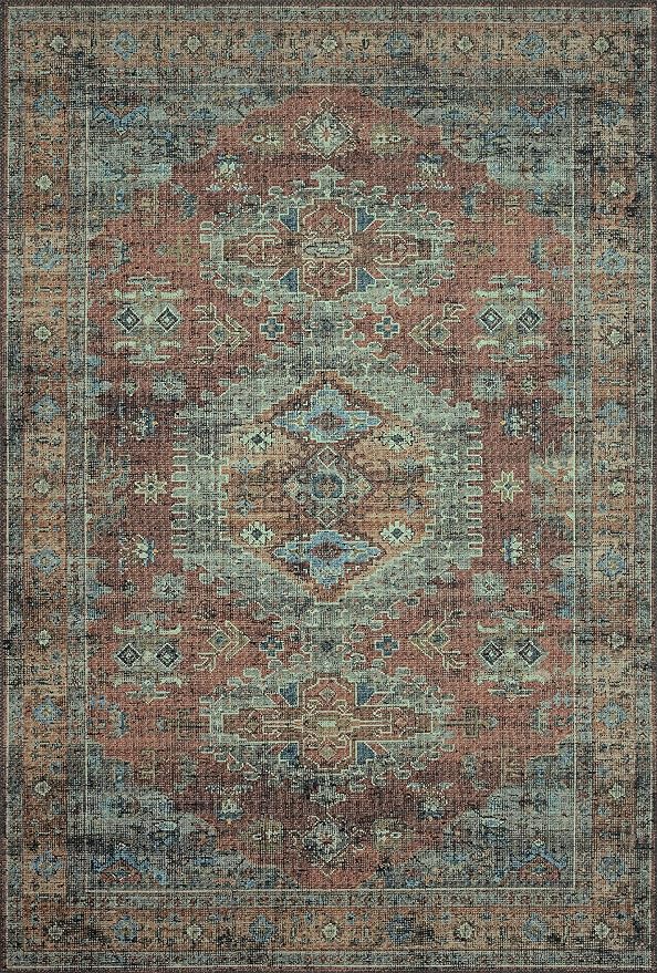 Loloi II Skye Collection SKY-07 Terracotta/Sky 2'-6" x 7'-6" Runner Rug