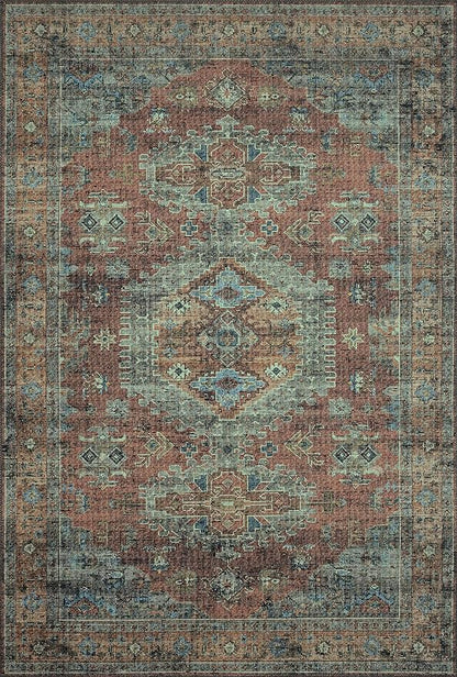 Loloi Skye Collection SKY-07 Terracotta/Sky 7' x 9' Oval Area Rug