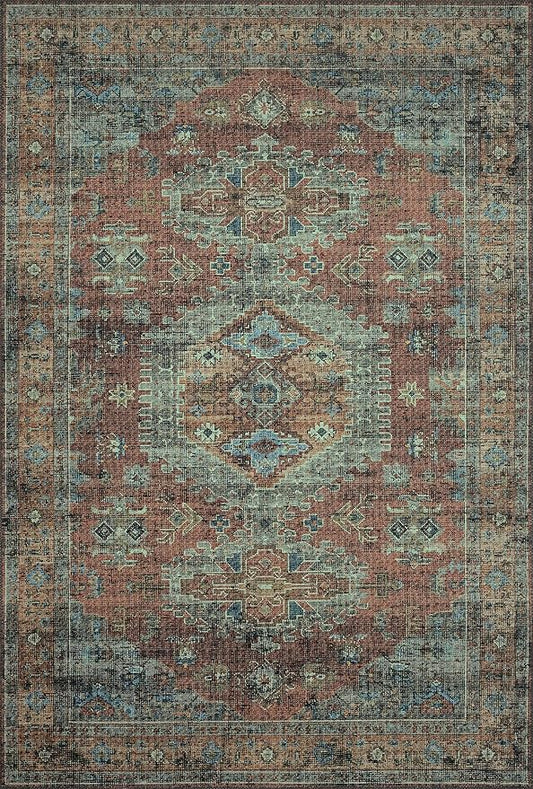 Loloi II Skye Collection SKY-07 Terracotta/Sky 3'-6" x 5'-6" Accent Rug