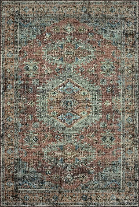 Loloi II Skye Collection SKY-07 Terracotta/Sky 5'-0" x 7'-6" Area Rug