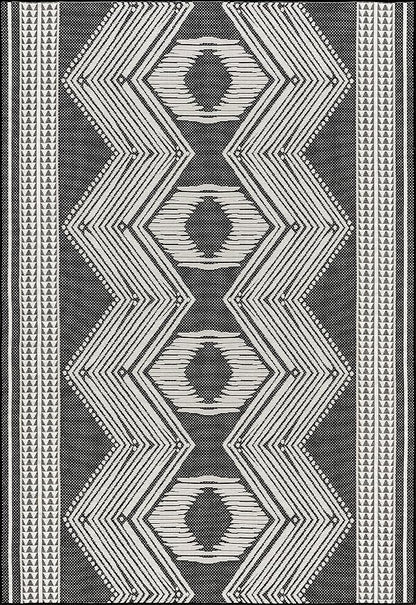 nuLOOM 5' x 8' Outdoor Tribal Geometric Area Rug, Stain Resistant, Weather Resistant, High Traffic, Patio, Balcony, Outside, Ranya Black