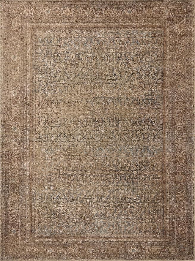 Loloi Amber Lewis Cambria Collection CBR-07 Ocean/Bark 2'-6" x 7'-6" Runner Rug Jute, Neutral, Vintage Style, Antique Tone, Living, Bedroom, Dining, Carpet