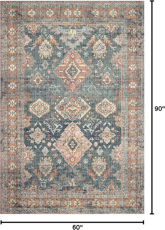 Loloi II Skye Collection SKY-10 Sea/Rust 5'-0" x 7'-6" Area Rug