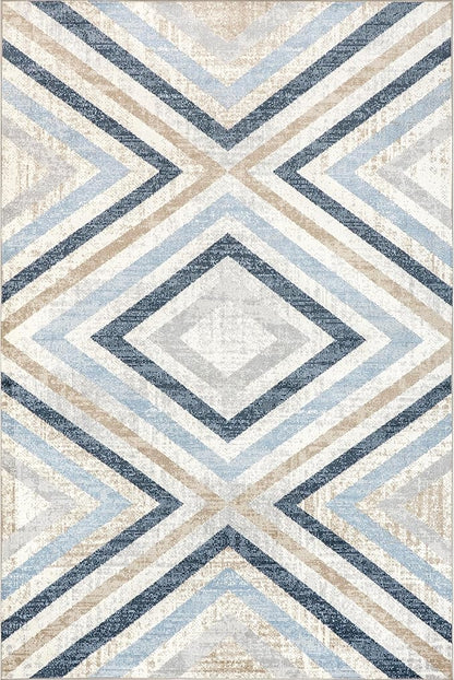 nuLOOM 2' x 8' Machine Washable Stain-Resistant Area Rug Medium Profile for Living Room, Bedroom, and Dining Room, Akari Blue