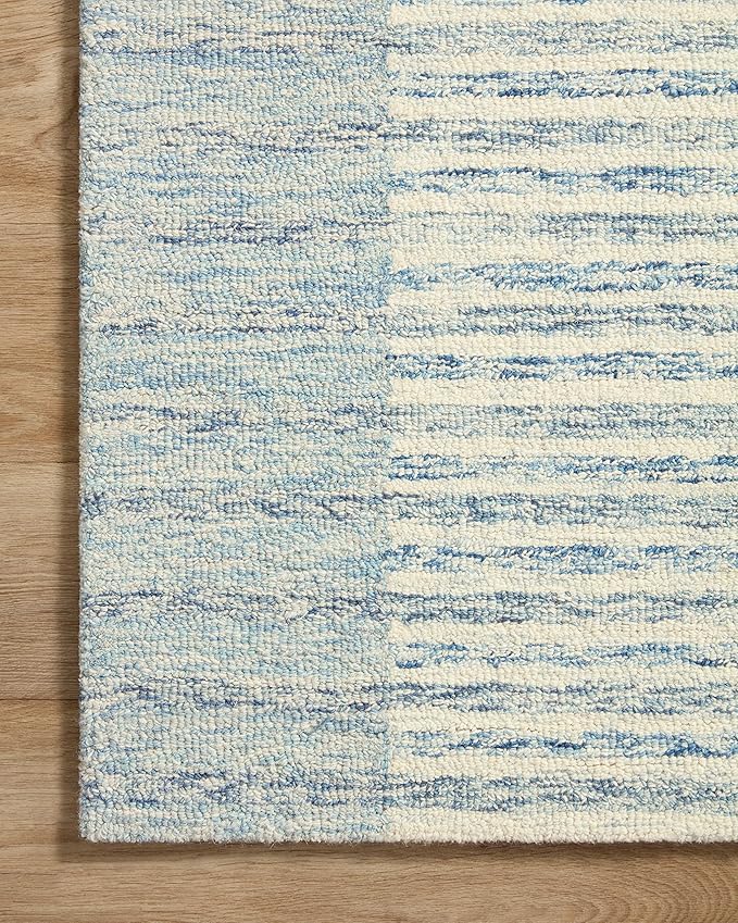 Loloi Chris Loves Julia Chris Collection CHR-01 Ivory/Denim 2'-6'' x 7'-6'', .50" Pile Height, Runner Rug