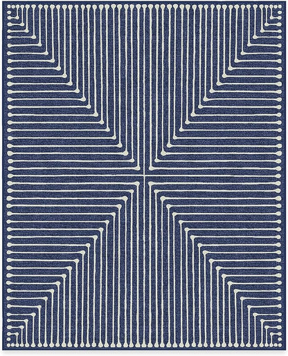 RUGGABLE x Jonathan Adler Machine Washable Modern Area Rug – Inkdrop Lapis Blue 8x10, Stain-Resistant, Non-Slip – Large Rugs for Living Room, Bedroom, Hallway, Entryway & Office–with Cushioned Pad