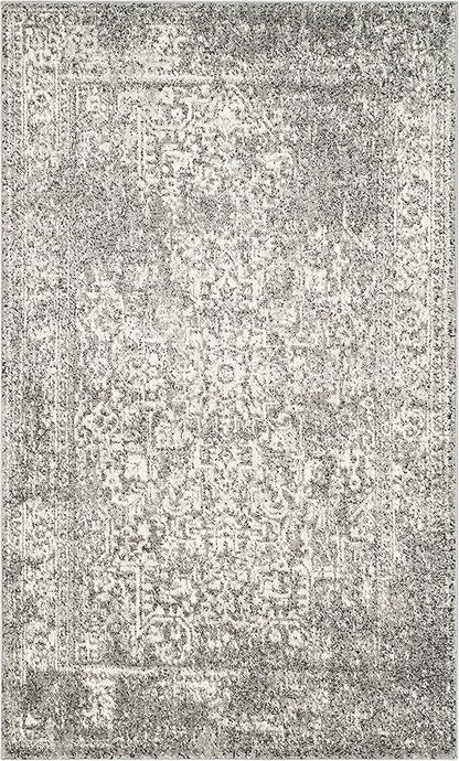 SAFAVIEH Evoke Collection 3' x 5' Grey/Ivory EVK256D Oriental Distressed Non-Shedding Living Room Bedroom Accent Rug