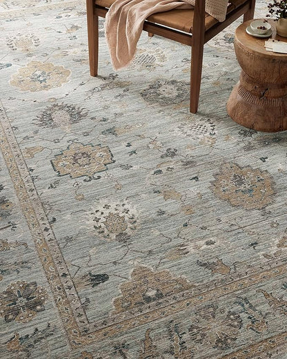 Loloi Magnolia Home by Joanna Gaines Millie Collection MIE-02 Sky/Gold 3'-6" x 5'-6", .25" Pile Height, Accent Rug