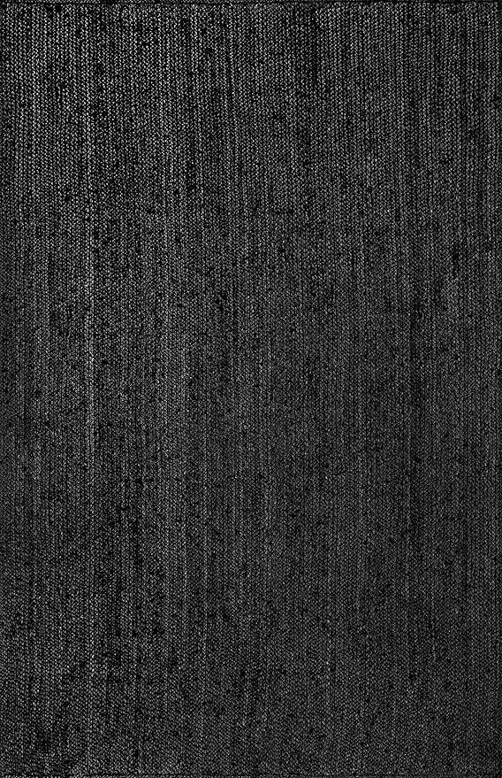 nuLOOM 9x12 Rigo Jute Hand Woven Area Rug, Black, Solid Farmhouse Design, Natural Fiber, For Bedroom, Living Room, Dining Room, Hallway, Office, Kitchen, Entryway