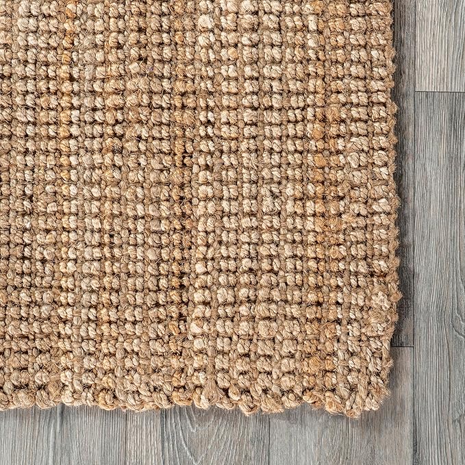 nuLOOM Ashli Solid Farmhouse Jute Area Rug, 5x8, Natural