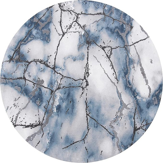 SAFAVIEH Craft Collection 10' Round Grey/Blue CFT877L Modern Abstract Non-Shedding Living Room Dining Bedroom Foyer Area Rug