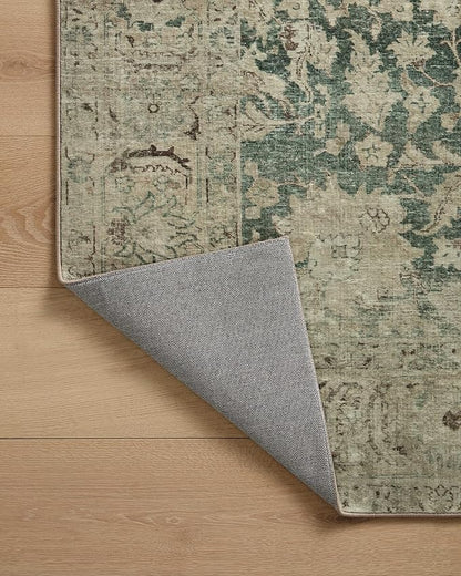 Loloi Magnolia Home by Joanna Gaines Sinclair Collection SIN-05 Jade/Sand 5'-0" x 7'-0", .25" Pile Height, Machine Washable, Area Rug