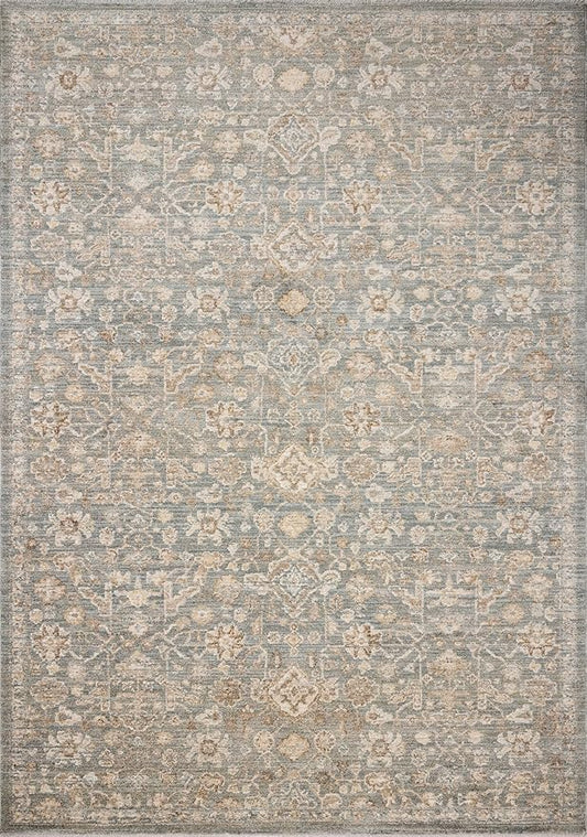 Loloi Chris Loves Julia Palma Collection PLM-05 Blue/Natural 5'-3" x 7'-6" Area Rug Vintage Style Boho Living Room Bedroom Carpet
