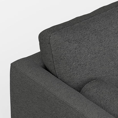 SIMPLIHOME Morrison 89-inch Wide Sofa in Charcoal Grey Woven-Blend Fabric, Handcrafted Mid-Century Modern Couch for Living Room or Family Room, Single Bench Cushion, Bolster Pillows