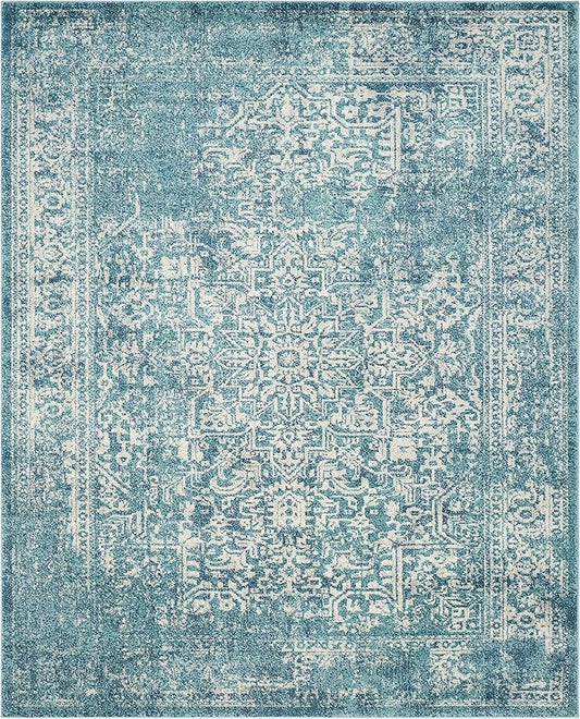 SAFAVIEH Evoke Collection 11' x 15' Blue/Ivory EVK256C Oriental Distressed Non-Shedding Living Room Bedroom Dining Home Office Area Rug