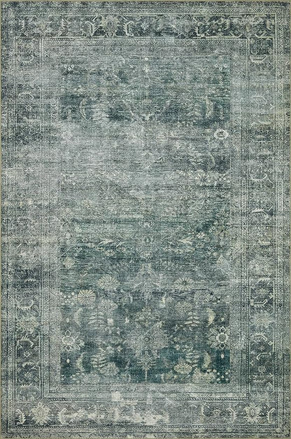 Loloi Magnolia Home by Joanna Gaines Banks Collection BAN-03 Blue/Lagoon 2'-0" x 5'-0" .13" Pile Height, Machine Washable, Accent Rug
