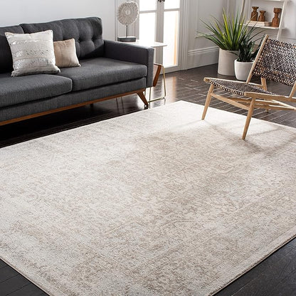 SAFAVIEH Area Rug 11x15 - Evoke Collection - Large - Ivory & Taupe, Distressed Design, Non-Shedding & Easy to Clean, Ideal for Living Room, Bedroom, Dining Space (EVK256E)