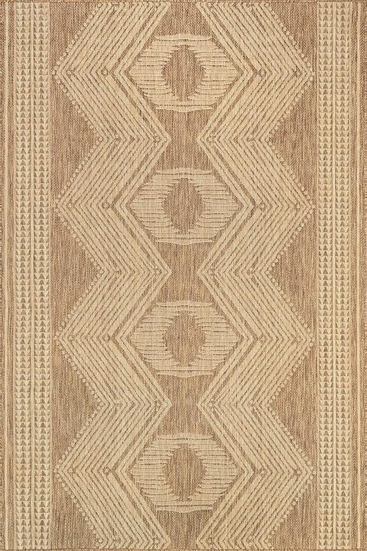 Nuloom Ranya Light Brown/Ivory, 9' 6" x 12', Tribal Geometric, Soft and Cozy, High Traffic, Stain Resistant, Easy Clean, Durable Area Rug for Indoor/Outdoor Patio, Deck, Porch, Garden, Courtyard