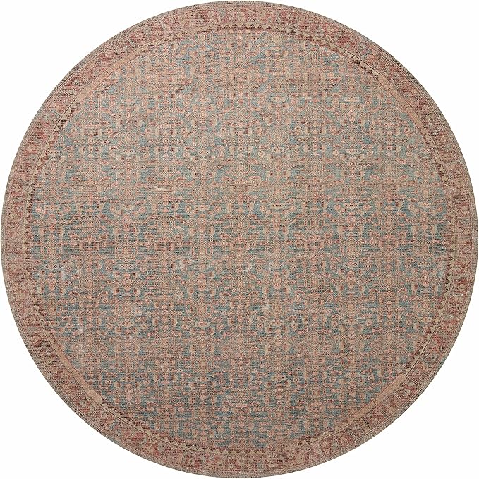 Loloi Angela Rose Aubrey Collection AUB-04 Blue/Terracotta 2'-6" x 7'-6", .19" Pile Height, Runner Rug