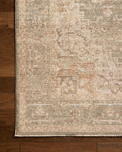 Loloi Chris Loves Julia Palma Collection PLM-08 Olive/Spice 5'-3" x 7'-6" Fringe Area Rug Vintage Style Boho Living Room Bedroom Carpet
