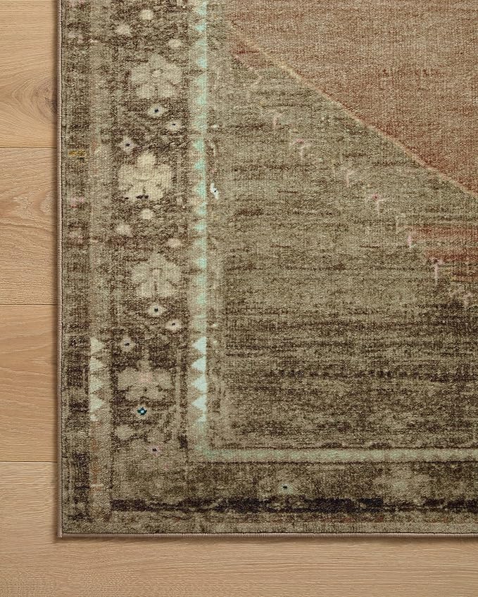 Loloi Magnolia Home by Joanna Gaines Sinclair Collection SIN-06 Clay/Tobacco 5'-0" x 7'-0", .25" Pile Height, Machine Washable, Area Rug